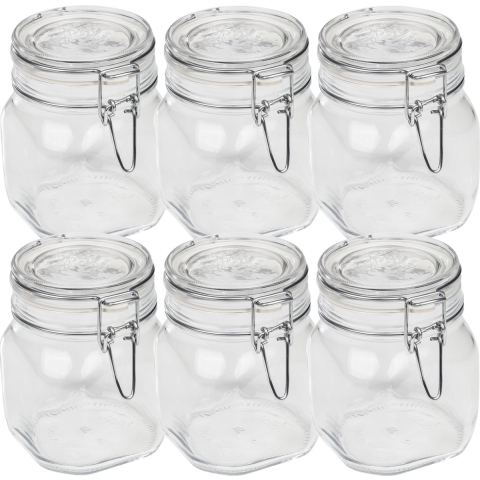 Set van 12x weckpotten/inmaakpotten 750 ml met beugelsluiting 10,5 x 13,5 cm -