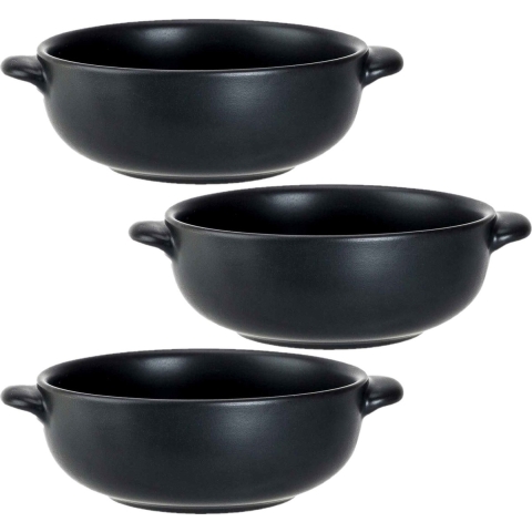 Set van 6x stuks kleine ovenschaaltjes zwart van porselein 13 cm rond -