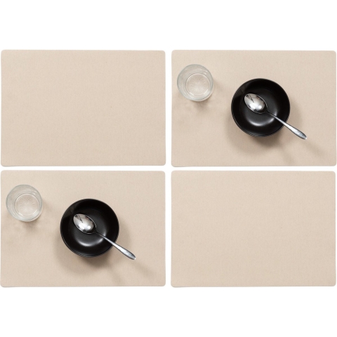 Wicotex luxe Placemats Plain - Set van 10x stuks - beige - 43 x 30 cm - Met anti slip laag - Teflon -