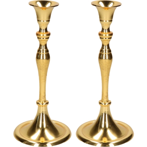 Set van 2x stuks luxe kaarsenhouder/kandelaar klassiek goud metaal 10 x 10 x 24 cm -