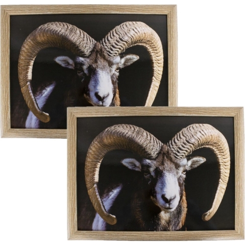 2x stuks schootkussens/laptrays ram/schaap print 33 x 43 cm -