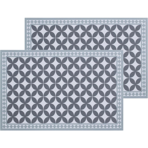 Set van 12x stuks rechthoekige placemats mozaiek grijs vinyl 45 x 30 cm -