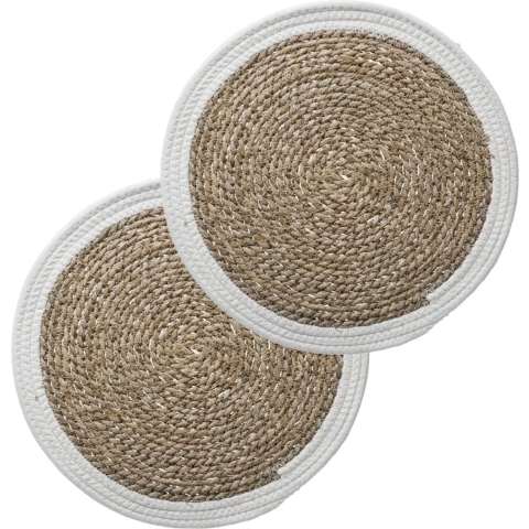 Set van 8x stuks placemats zeegras wit 39 cm -