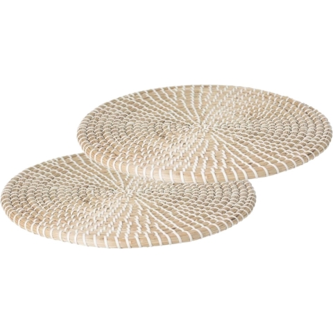 Set van 12x stuks placemats zeegras wit 35 cm -