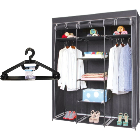 Mobiele kledingkast - 150 x 45 x 172 cm - incl. kledinghanger set 10x -