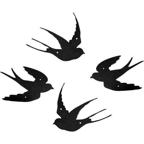 Tuin/muurdecoratie zwaluw - 4x - gietijzer - 30 x 39,5 cm -