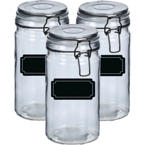 Weckpotten/inmaakpotten - 6x - 750 ml - glas - met beugelsluiting - incl. etiketten -