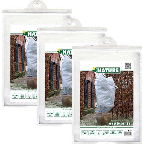 Plantenhoes met trekkoord - 9x stuks - H100 x D50 cm - wit - anti-vorst planten beschermhoes -