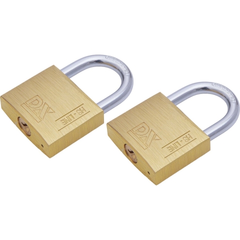 Hangslot met 2 sleutels - 2x - 60 mm - messing - kofferslot -