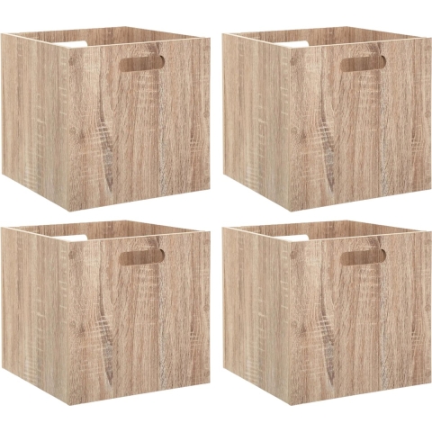 Opberg/kast mand - 4x - lichtbruin - MDF hout - 29L - 31 x 31 x 31 cm -