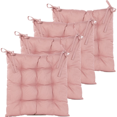 Stoelkussen gewatteerd - 4x - oud roze - 38 x 38 cm - binnen/buiten -