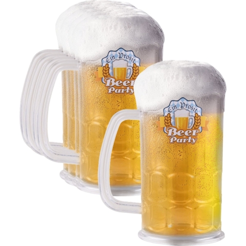 Oktoberfest bierpullen/bierglazen - 12x - stevig kunststof - transparant - 500 ml -