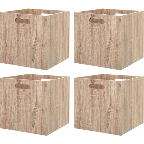 Kast opbergmand/kastmand - 4x - lichtbruin - mdf hout - 29 liter - 31 x 31 x 31 cm - inklapbaar -