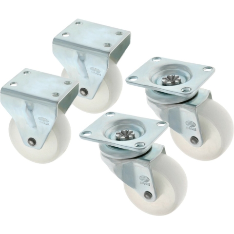 AMIG zwenk en bokwielen set - D125mm - rubber - 360kg - rollager - 4 wielen -