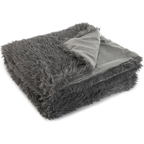 Vachtdeken Fleece deken/plaid - donkergrijs - polyester - 130 x 170 cm - Fluffy stof -
