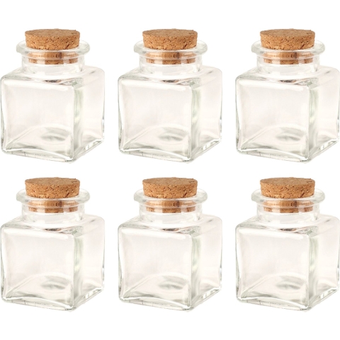Glazen flesjes met kurk dop - set 60x - transparant - glas - 50 ml -