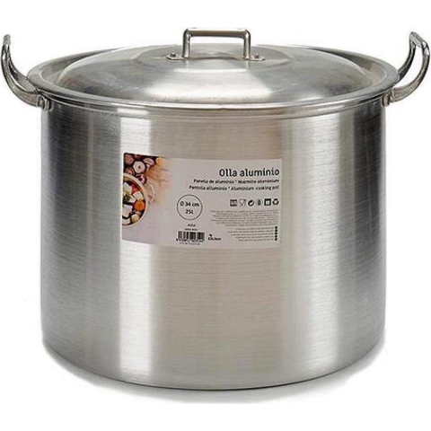 Kookpan/soeppan met deksel - Aluminium - 25 liter - D34 x H30 cm -