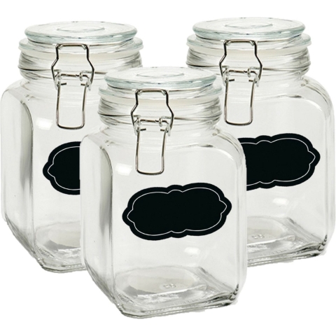 Weckpot/inmaakpot - 6x - 1.2L - glas - met beugelsluiting - incl. etiketten -