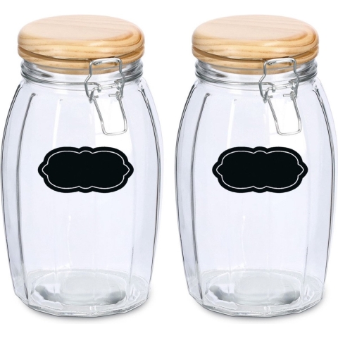 Weckpot/inmaakpot - 4x - 1.85L - glas - met beugelsluiting - incl. etiketten -