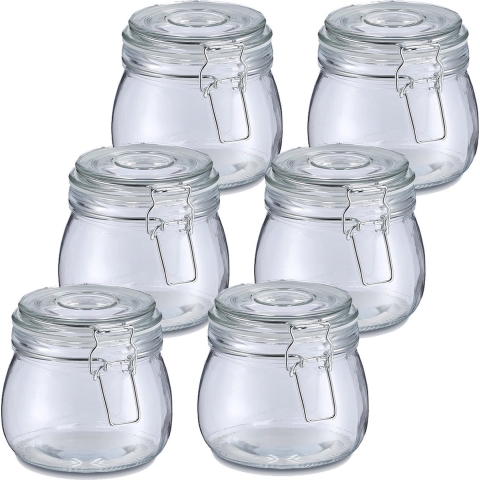 Voorraadpot/bewaarpot Alfie - 10x - 500 ml - glas - beugelsluiting - D11 x H11 cm -