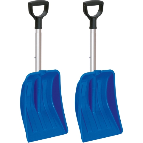 2x stuks compacte sneeuwscheppen / sneeuwschuivers blauw uitschuifbare steel 69 - 83 cm -