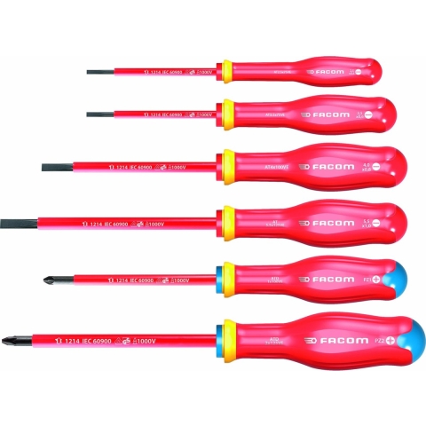 Facom ATDVE.J6PB | SET | 1000V | SCHROEVENDRAAIERS | SLEUF/PZ - ATDVE.J6PB