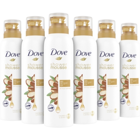 6x Dove Shower Foam Argan Oil 200 ml