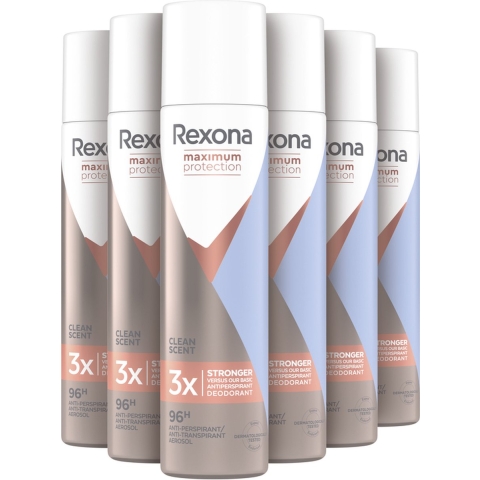 6x Rexona Deodorant Spray Maximum Protection Clean Scent 100 ml
