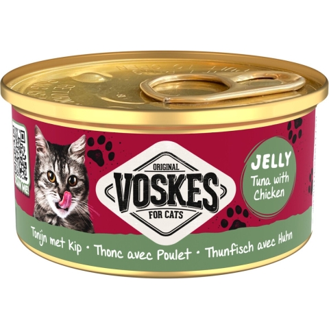 24x Voskes Kattenvoer Nat Gelei Tonijn&Kip 85 gr