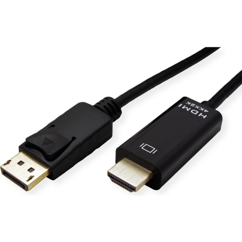 ROLINE DisplayPort Kabel DP - UHDTV, Dun, M/M, zwart, 1 m