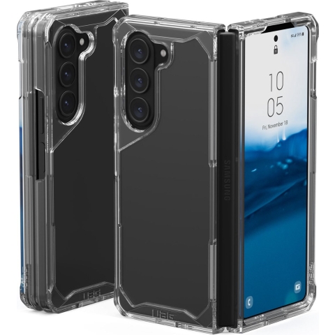 Urban Armor Gear Plyo Case Backcover Samsung Galaxy Z Fold5 Ice, Transparant Stootbestendig, Inductieve lading