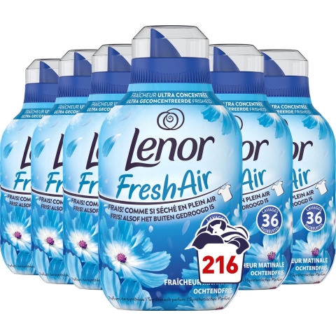 6x Lenor Wasverzachter Fresh Air Ochtendfris 36 Wasbeurten 504 ml