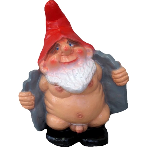 Grappge tuinkabouters - Potloodventer - Exhibitionist - kunststof - 35 cm -