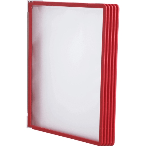 Durable Wandhouder | 5 zichtpanelen | rood | met profielframef. | 1 stuk - 555103 555103