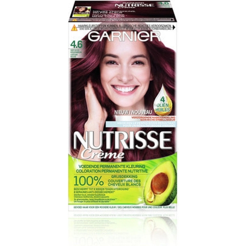 3x Garnier Nutrisse Ultra Crème Permanente Haarkleuring 4.6 Diep Rood Middenbruin