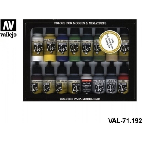 Vallejo 71192 Modelspoor mengkleur Wit, Geel, Blauw, Groen, Olijf-groen, Donkergroen, Lichtbruin, Aardkleuren donker, Mahonie, Donkerbruin, Lichtgrijs, Zwart,