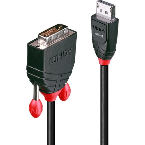 LINDY 41493 DisplayPort-kabel DisplayPort / DVI Adapterkabel DisplayPort-stekker, DVI-D 24+1-polige stekker 5.00 m Zwart