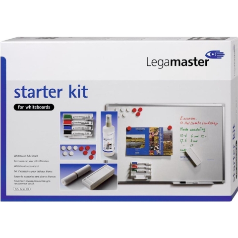 Legamaster STARTER Kit 7-125000 Whiteboardmarker Zwart, Blauw, Rood, Groen Incl. bordwisser, bordreiniger, magneten 27 stuk(s)