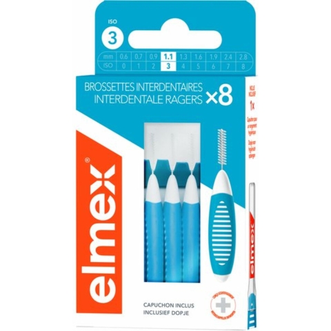 6x Elmex Interdentale Ragers 1,1 mm Blauw ISO Maat 3 8 stuks