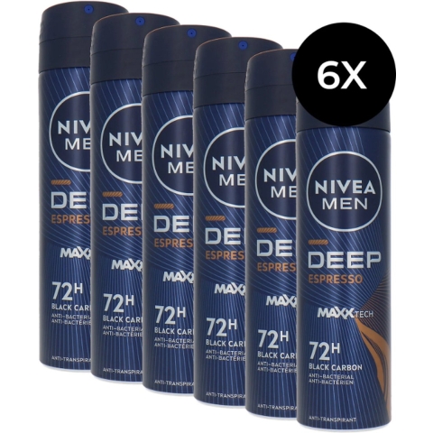 6x Nivea Men Deep Espresso Anti Transpirant Spray 150 ml