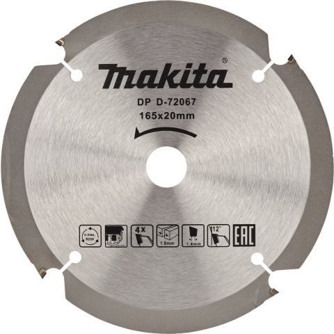 Makita Accessoires Zaagblad PCD 165x20x1,8 4T 12g - D-72067
