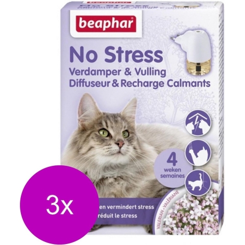 3x Beaphar No Stress Kat Verdamper&Vulling