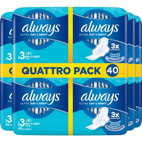 4x Always Maandverband Ultra Secure Night 40 stuks