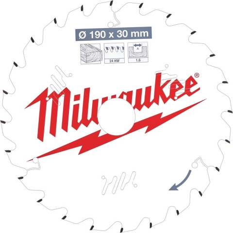 Milwaukee Accessoires Cirkelzaagblad P W 190x30x1,6x24ATB - 4932471300