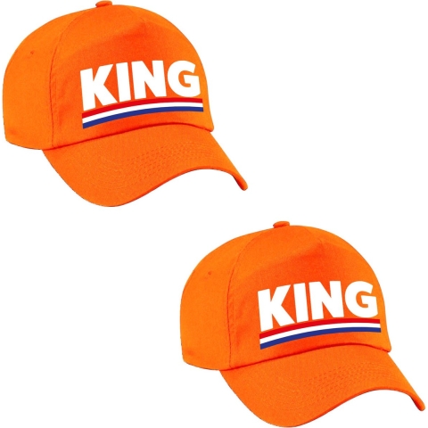 4x stuks king pet / cap oranje Koningsdag/ EK/ WK -