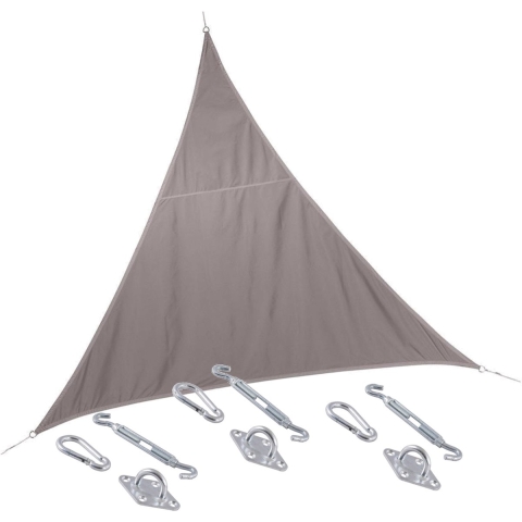 Schaduwdoek/zonnescherm Curacao driehoek taupe 2 x 2 x 2 meter met ophanghaken -