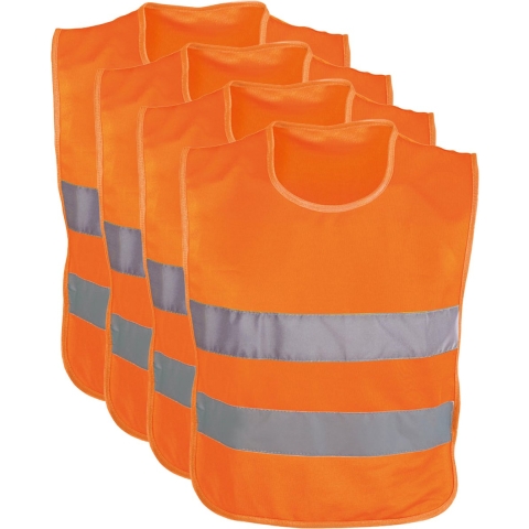 Veiligheidsvest - 10x - reflecterend - voor kinderen 3 tot 12 jaar - fluoriserend oranje One size -