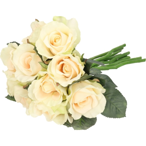 Kunstbloem roos Alice de luxe - 10x - wit creme - 30 cm - kunststof steel - decoratie -