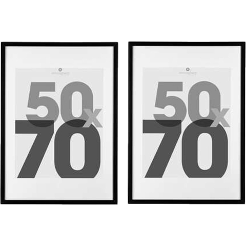 Atmosphera Fotolijstje met passe partout - 2x - voor een foto van 50 x 70 cm - zwart - MDF/Glas -