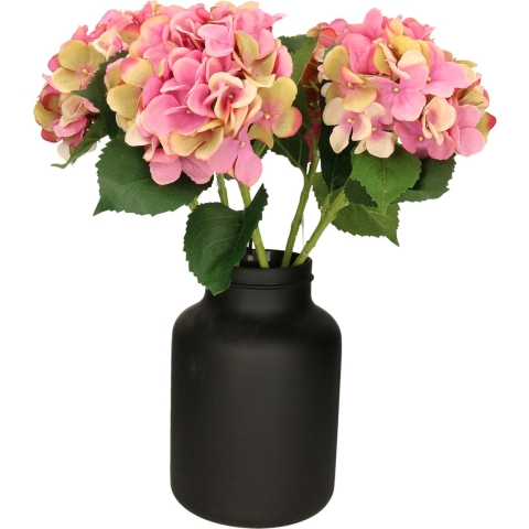 Kunstbloemen boeket Hortensias - 5 stelen - roze - 51 cm - Kunst zijdebloemen -